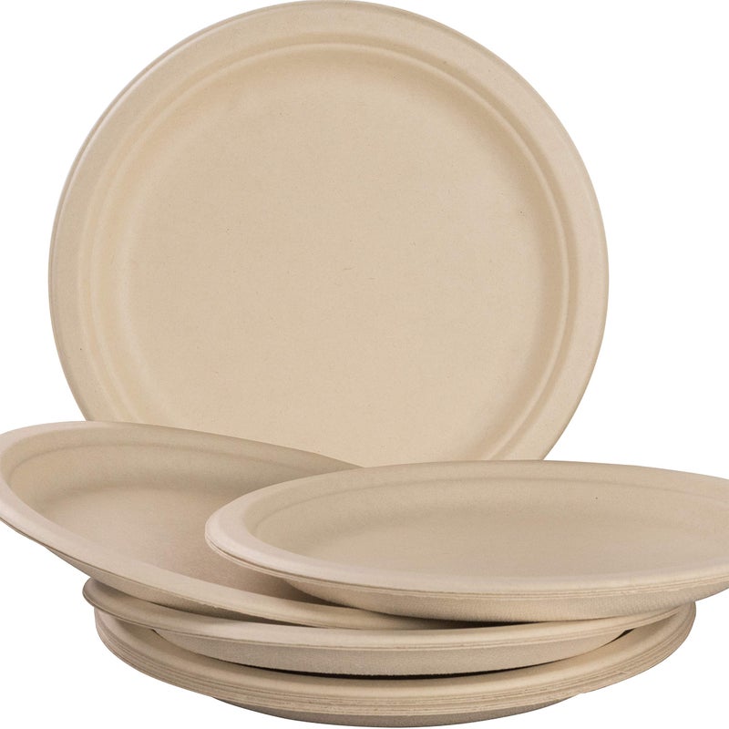 Avant Grub Pro-Grade Biodegradable 10 Inch Plates. Bulk 200 Pk Great for Lunch, Dinner Parties and Potlucks. Disposable Compostable Wheatstraw Paper Alternative. Sturdy, Soakproof and Microwave Safe. - Image 1
